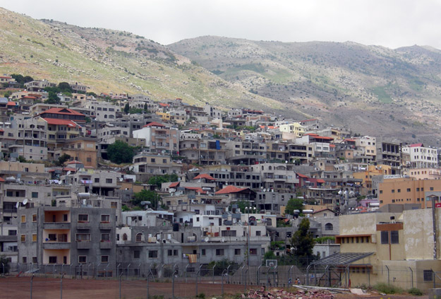 Part of Majdal Shams seen from the town center and facing Mount Hermon.