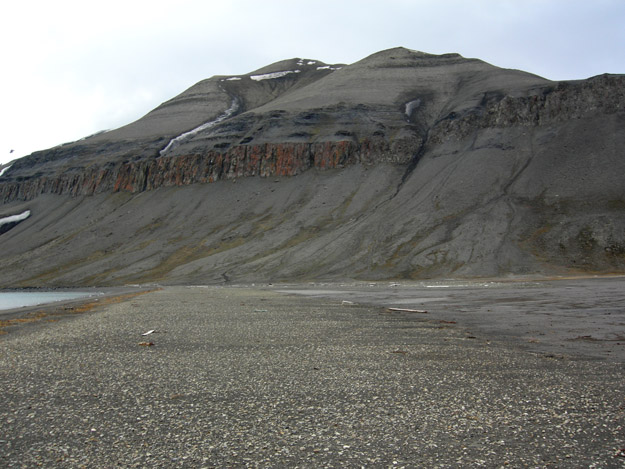 Outcrops of Triassic rocks near Diasbodden, Svalbard.