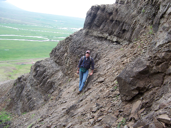 Rob poses while searching for zeolites in sunny Iceland (not really sunny).