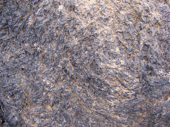 Glassy texture on a pahoehoe lava flow.