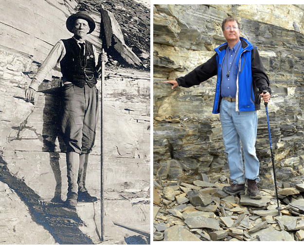 It is a tradition among paleontologists to pose with Charles Walcott at his famous quarry! I lack the knickers, though.