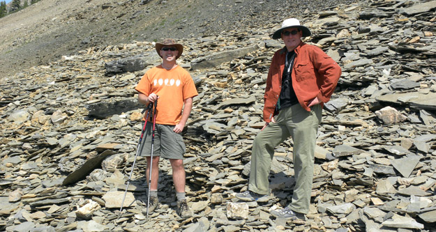 Our Canadian guide (and paleontologist) Paul McNeil and our trip leader Matthew James in the Mt. Stephen Trilobite Beds Quarry.