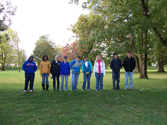Our group is lined up on one of the small semi-circle mounds inside of the Great Circle, behind the Eagle Mound.