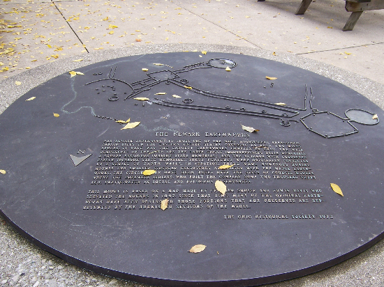 The plaque outside of the museum shows an overview of the Newark Earthworks.