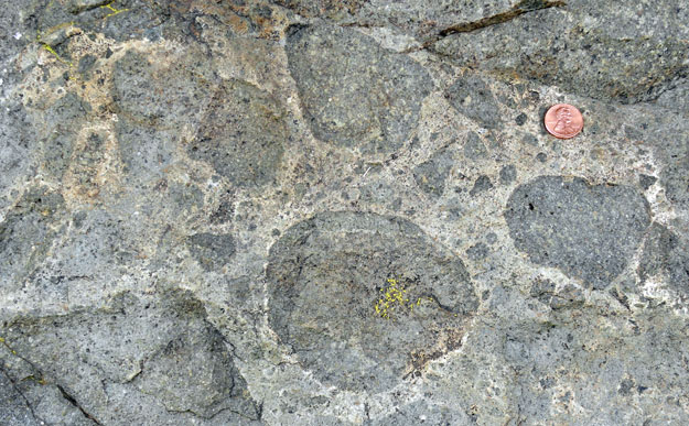 Note the very rounded and very anglar clasts in this metaconglomerate.