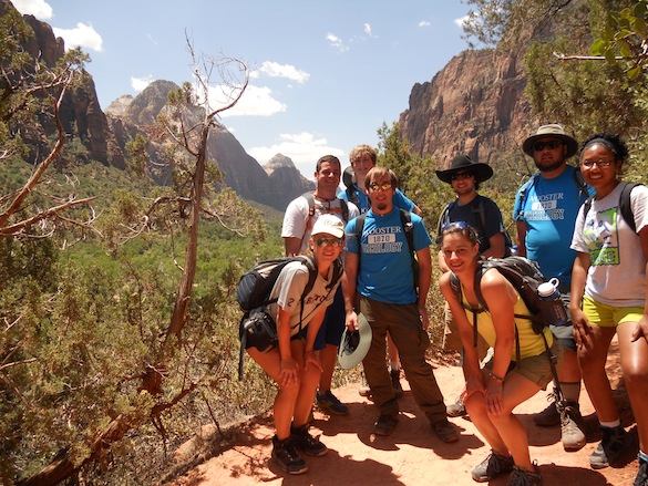 The students took the Kayenta trail to the Emerald Pools.