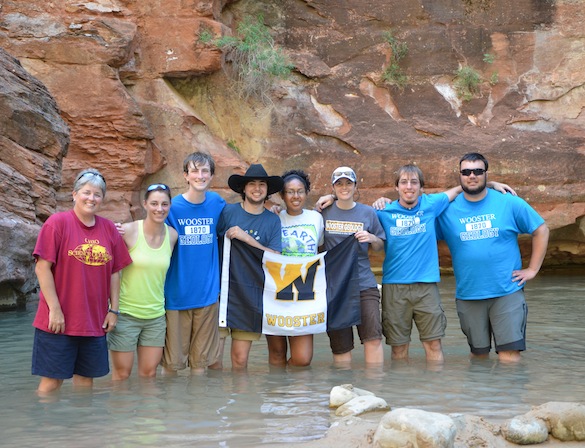 The Wooster crew cools off in the Virgin River at the end of an awesome day in Zion. Credit: T. Wilch