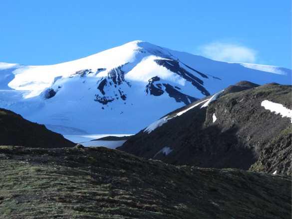 Photo credit: Mary R; Mount Edziza stratovolcano located west of basecamp.