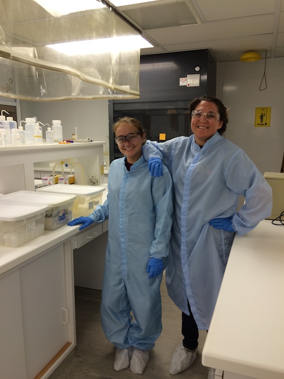 Chloe and Mary in the clean lab.