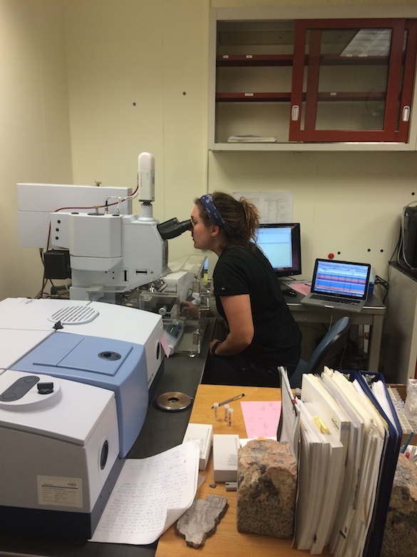 Not a lot of windows in the FTIR lab, so Mary had to look at glass chips.