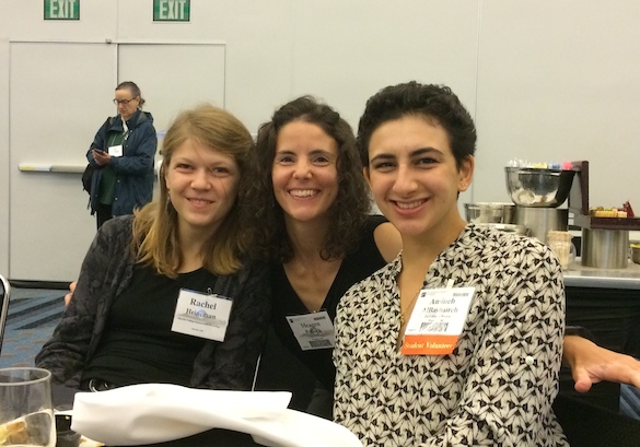  Me and my research students, Rachel Heineman ('17, Oberlin) and Amineh AlBashaireh ('18), at the AWG breakfast. My students had the opportunity to network with lots of influential mentors, including a CUR Councilor, GSA Fellow, potential graduate advisors, and the Outstanding Educator Award Winner.