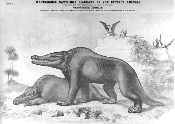 6-gigantic-lizards-and-some-pterosauria-by-benjamin-waterhouse-hawkins-1853